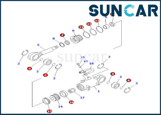 kaufen KOMATSU 707-98-24610 7079824610 Blatt-Aufzug-Rollsiegel Kit Fits PC25-1 PC25R-1 PC30R-7 online manufacture