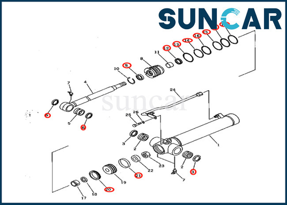 kaufen Zylinder-Reparatur-Robbe Kit Komatsu Fits PC28UD-2 PC28UG-2 PC28UU-2 des Arm-7079822080 707-98-22080 online manufacture
