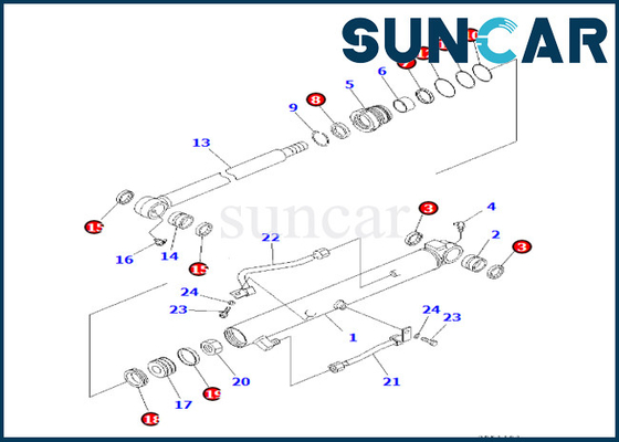 kaufen 707-98-14260 7079814260 Eimer-Zylinder-Ersatz-Ausrüstung Eimer-Zylinder-Service-Kit Komatsu Fors PC30R-8 online manufacture