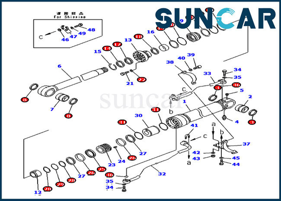 kaufen 707-99-58440 Ersatz-Dichtungs-Ausrüstung Bagger-Boom Seals Kit Hydraulic Cylinder Fits PC300-7 KOMATSU online manufacture