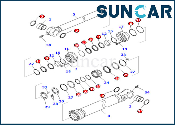 kaufen KOMATSU-Eimer-Rollsiegel-Reparatur-Set 721-98-01990 7219801990 für PC360LCI-11 D375AI-8E0 PC390LCI-11 online manufacture