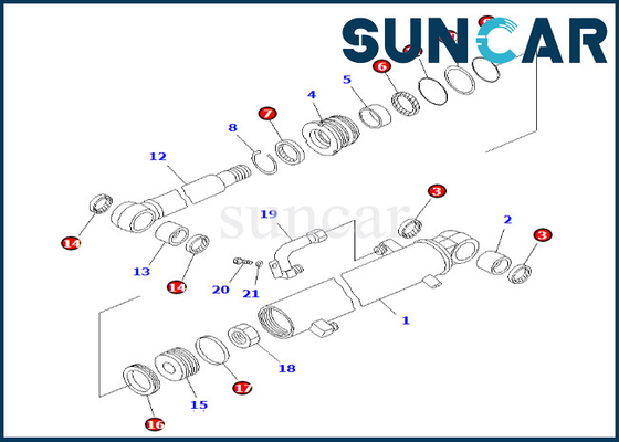 kaufen 707-98-25110 7079825110 Arm-Zylinder, der Arm-Zylinder-Service-Ausrüstung Kit Komatsu Fitss PC38UU-3 versiegelt online manufacture