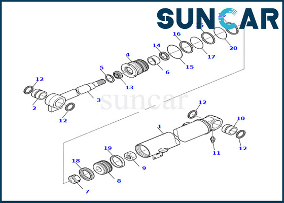 kaufen Haltbare 878000539 Boom-Zylinder-Ersatz-Ausrüstung Boom-Rollsiegel-Kit Fors PC45R-8 KOMATSU online manufacture