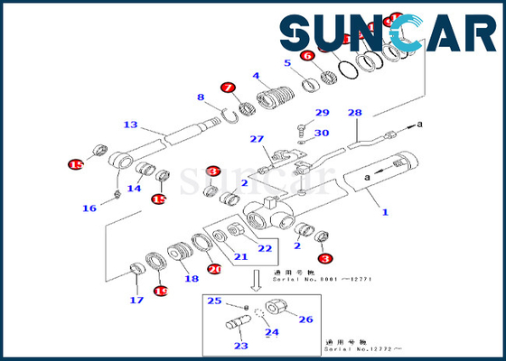kaufen 707-98-26620 7079826620 Arm-Zylinder-Dichtungs-Ausrüstung Arm-Rollsiegel-Kit Fors PC50UUM-2 PC50UU-2 online manufacture