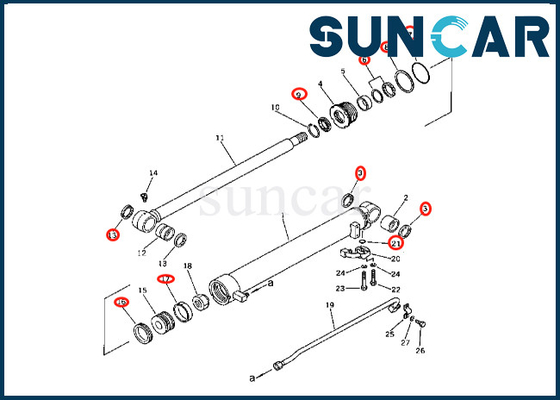 kaufen 201-63-36700 2016336700 Arm-Zylinder-Dichtungs-Ausrüstung Arm-Rollsiegel-Kit Fors PC60-2 PW60-1 KOMATSU online manufacture