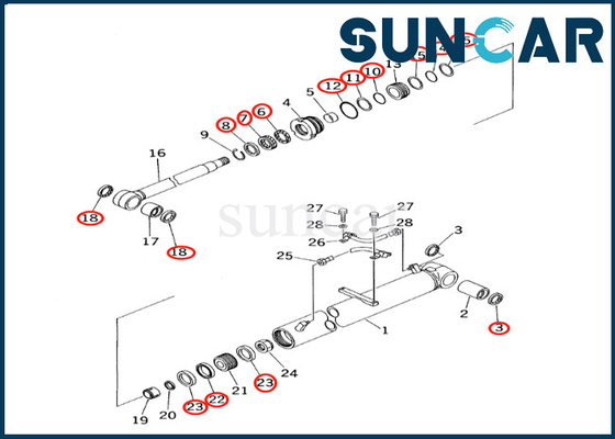 kaufen Boom-Zylinder-Dichtungs-Ausrüstung des Boom-Zylinder-Reparatur-Set-7079936630 707-99-36630 KOMATSU PC60-7 PC60-7S online manufacture