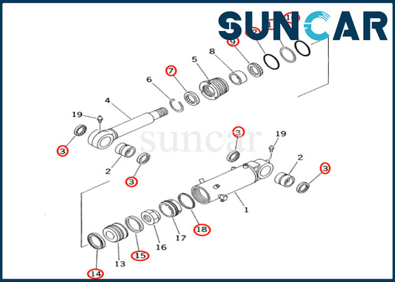 kaufen Blatt-Rollsiegel-Ausrüstung 7079843560 707-98-43560 für PC60-7E PC60-7 KOMATSU Blatt-Zylinder-Reparatur-Set online manufacture