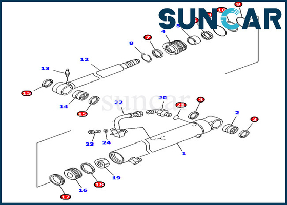 kaufen 707-98-25250 Modelle Arm-Service-Kit Hydraulic Cylinder Fors PC40MR-1 PC40MRX-1 PC40R-8 KOMATSU online manufacture