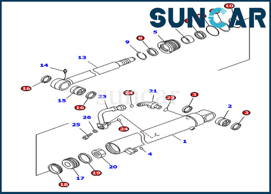kaufen Zylinder-Reparatur-Robbe Kit For Excavator Inner Parts PC40MR-1 PC45MR-1 KOMATSU 707-98-32520 Blatt-7079832520 online manufacture