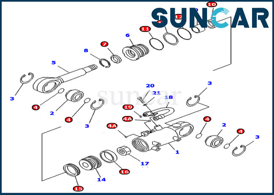 kaufen 707-98-24730 Reparatur-Sets Neigungs-Rollsiegel-Kit Wear Resistance Komatsu Excavators PC40MR-1 PC45MR-1 online manufacture