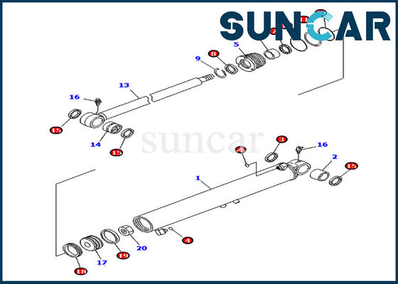 kaufen 707-98-29510 7079829510 Boom-Swing-Zylinder-Siegel-Kit für Übersee Spezifikation Maschine PC40MR-2 Komatsu online manufacture