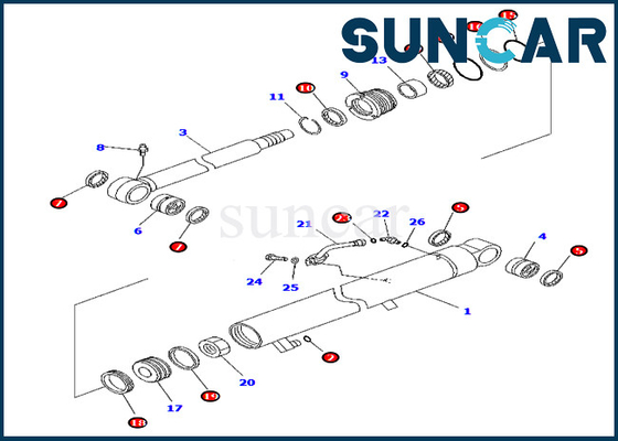 kaufen PC45MR-3 KOMATSU Boom-Öldichtung Kit For Rod Reparatur-Set-707-98-26300 50 Millimeter-Bohrung 80 Millimeter-Zylinder online manufacture