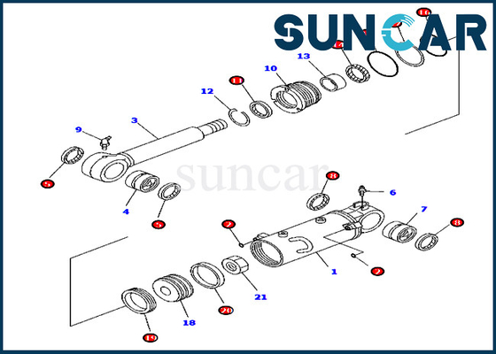 kaufen 707-98-32570 Blatt-Rollsiegel-Kit Service Kits For Komatsu-Modell-Ausrüstung PC45MR-3 PC55MR-3 online manufacture