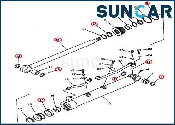 kaufen Boom-Schwingen-Reparatur-Robbe Kit Fits For 201-63-12301 2016312301 PC60U-3 KOMATSU Hydrozylinder online manufacture