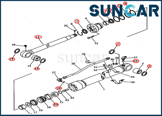 kaufen Zylinder-Zus 201-63-02050 2016302050 Arm-Dichtungs-Ausrüstungs-KOMATSU PC60U-5 hydraulisches CYL-Reparatur-Set online manufacture
