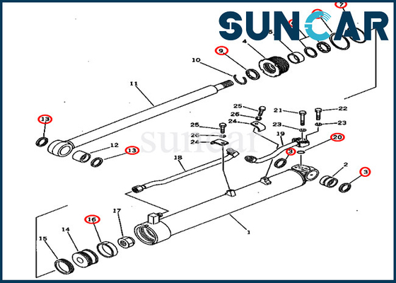 kaufen PC60U-5 modelliert KOMATSU 201-63-02060 das 2016302060 Boom-Schwingen-Reparatur-Robbe Kit Hydraulic Cylinder online manufacture