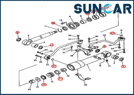 707-98-37600 7079837600 Bagger Boom-Zylinder-Öldichtungs-Kit Fits For Komatsu Modelss PC75UU-1 PW150-1