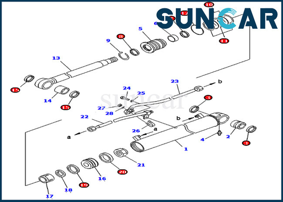 707-98-43200 7079843200 Reparatur-Dichtungs-Ausrüstungen Boom-Zylinder-Service-Kit Komatsus PC75UU-2 PC78US-5