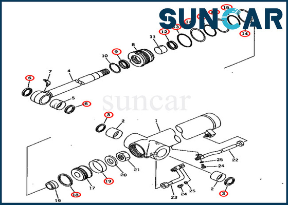 Zylinder 7079836600 des Arm-Dichtungs-Reparatur-Set-707-98-36600, der Kit Fits Komatsu Excavator PC75UU-2 PC75UU-2E versiegelt