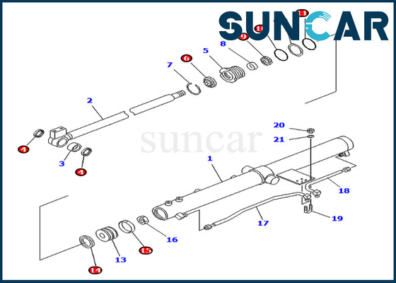 PC75UU-2 PC75UU-3 KOMATSU 707-98-24830 7079824830 Bagger-Slide Arm Cylinder-Reparatur-Dichtungs-Ausrüstung