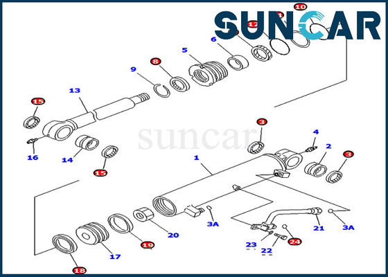707-98-34700 7079834700 innere Teile Boom-Ausgleich-Zylinder-Service-Kit Fits For Komatsus PC78UU-6 PC78UU-8