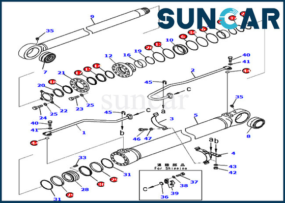 Bagger 7219800920 Service Kits For PC800SE-8E0 KOMATSU der Boom-Rollsiegel-Ausrüstungs-721-98-00920