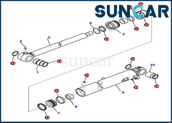 KOMATSU PC80MR-3 PC80MR-5 707-98-26980 7079826980 Eimer-Zylinder-Öldichtung Kit Excavator Service Parts