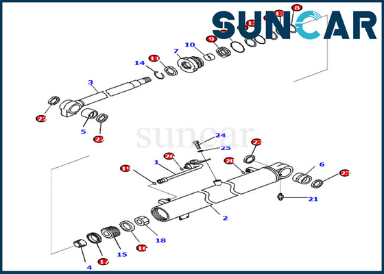 KOMATSU-Boom-Dichtungs-Ausrüstung 707-98-36740 7079836740 PC88MR-10 PW98MR-10 Zylinder-Reparatur-Dichtungs-Ausrüstung