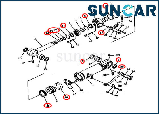SUNCAR-Dichtungs-Ersatz-Ausrüstung 707-99-64405 7079964405 für D275A-2 KOMATSU