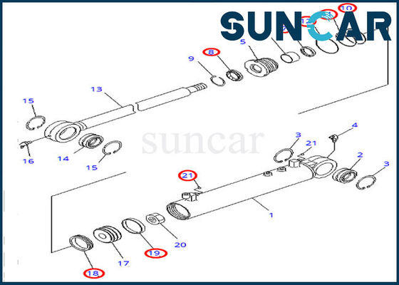 D31EX-21 KOMATSU Hydrozylinder Kit Angle Seal Kit 707-98-22850 7079822850