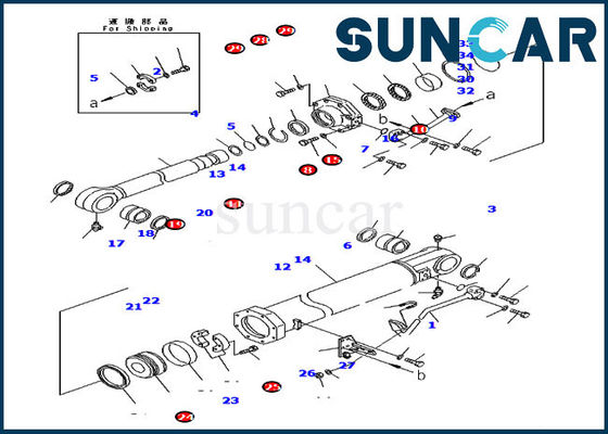 Planierraupe D375A-5D 7079974520 Blattneigungs-Dichtungs-Kit Cylinder Repair Kits Fors KOMATSU