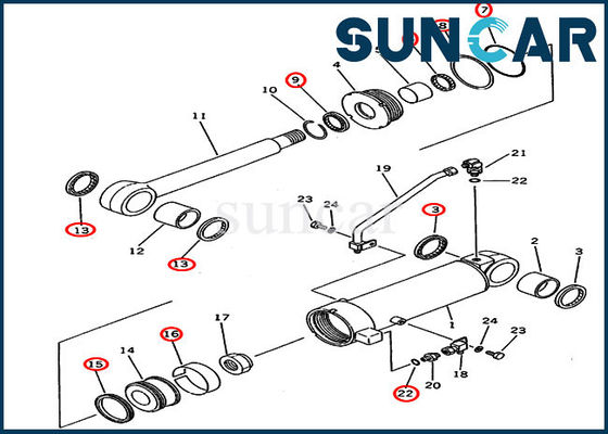 Trennmaschinen-Service Kit Cylinder Seal Kit KOMATSU des Bulldozer-D41E-6 innerer Teil-707-98-41130