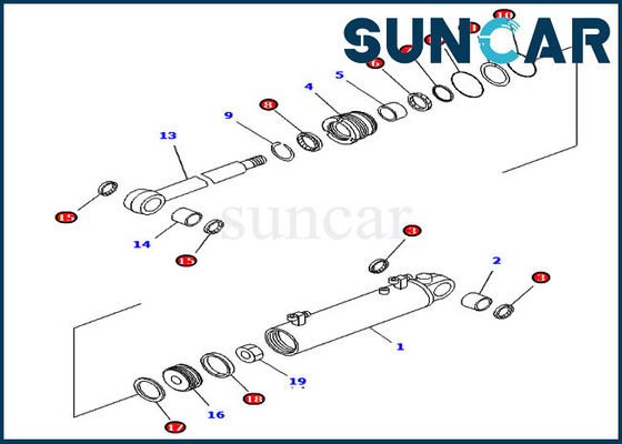 707-99-32280 7079932280 Bulldozer Blatt-Aufzug-hydraulischer Dichtungs-Reparatur-Kit Fitss D41E-6K KOMATSU