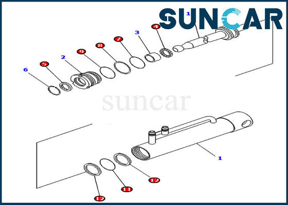 Hydrozylinder-Reparatur-Robbe Kit For Komatsu D475A-3 der Korrosionsbeständigkeits-707-99-11010