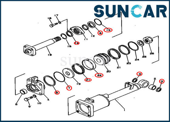 Hydraulische Neigungs-Zylinder-Reparatur-Sets der Dichtungs-Ausrüstungs-131-63-05050 für KOMATSU D50A-16 D50P-16