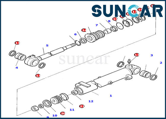 878000394 hydraulischer Bagger-Inner Oil Seal-Ersatz Boom-Rollsiegel-Kit Fits Komatsus PC10-7