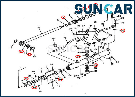 D60A-8 KOMATSU Blatt-Aufzug-Zylinder-Reparatur-Set 7079836450 der Dichtungs-Ausrüstungs-707-98-36450 hydraulisches