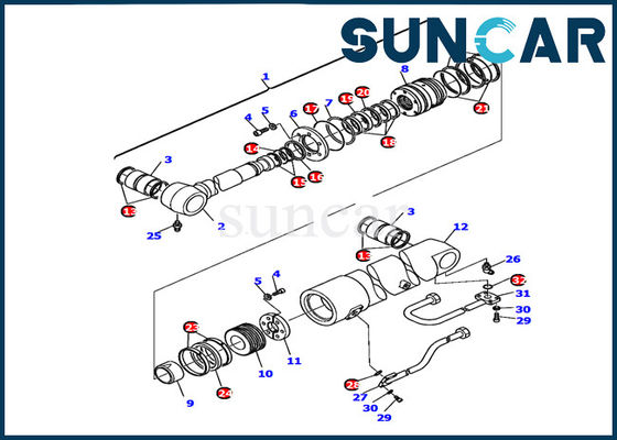 Boom-Zylinder der Verschleißfestigkeits-226-61-11220 KOMATSU PC110R-1, der Kit Excavator Gasket Kit versiegelt