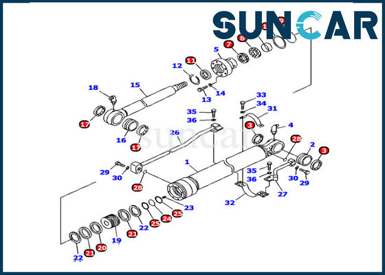707-98-36240 Eimer-Zylinder, der Modell Inner Repair Kit Kit Komatsu Sealss PC120-6 versiegelt