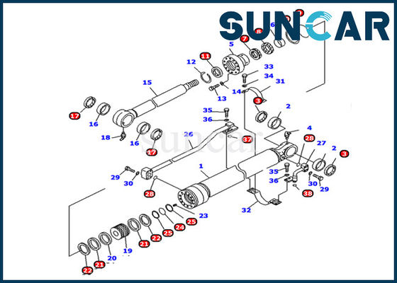 707-99-25800 Bagger-Hydraulic Cylinder Inner-Teile KOMATSU-Eimer-Rollsiegel-Kit Fitss PC128US-2-A