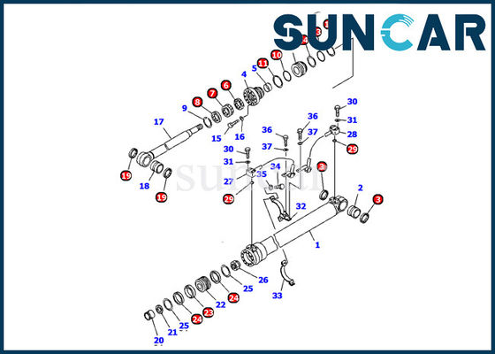 707-99-36290 1. Bagger Inner Replacement Boom-Rollsiegel-Kit Fits Komatsus PC120 PW130