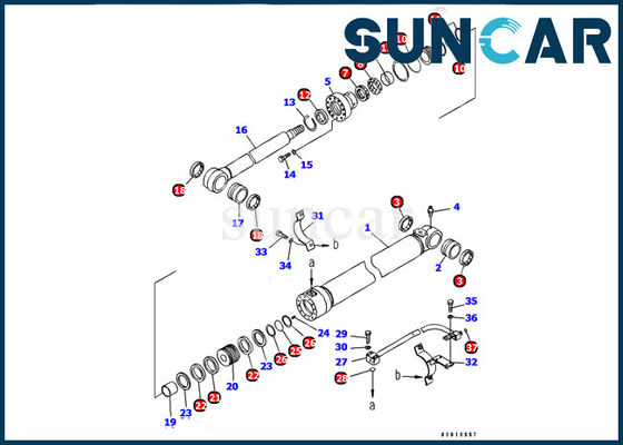 Reparaturteile Baggers KOMATSU PC128US-2-AC der Boom-Rollsiegel-Ausrüstungs-707-99-37350 innere