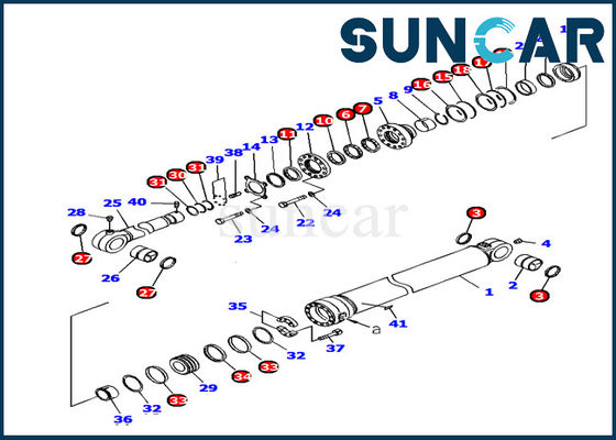 Eimer-Rollsiegel-Kit Inner Repair Service Kits PC1250-7 KOMATSU 707-99-72380 Bagger Model