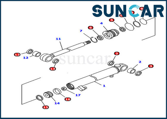 707-98-04640 innerer Teil-Ersatz Bagger-Arm Cylinder Oil-Widerstand-Dichtungs-Kit Komatsus PC12R-8
