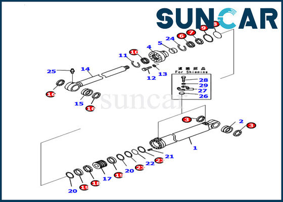 707-99-53310 Service-Ausrüstung Boom-Rollsiegel-Kit Komatsu Work Equipment Excavators PC130-8