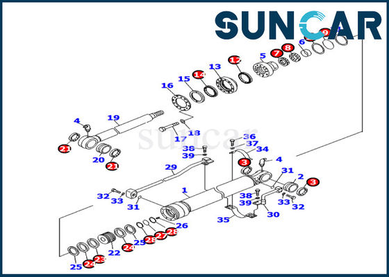 707-99-24740 Bagger Repair Kits Eimer-Zylinder-innerer Teil-Dichtungs-Kit Fitss PC130F-7 KOMATSU