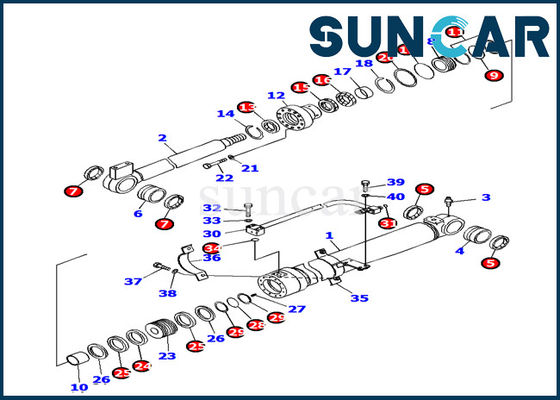 707-99-38450 Boom-Zylinder, der Bagger Replacement Kits Kit Komatsus PC138US-8 versiegelt