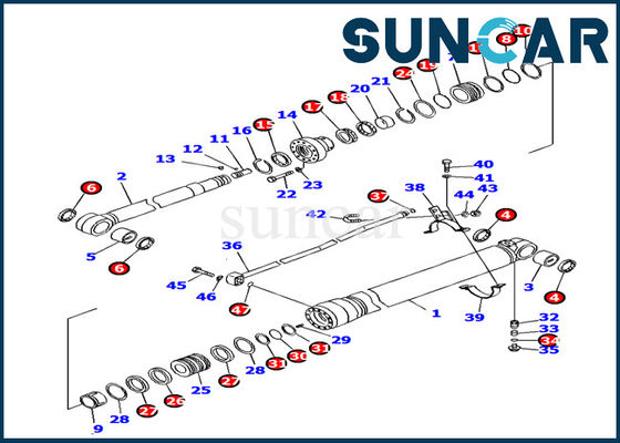 707-99-38780 Arm-Zylinder, der Dichtungs-Reparatur Kit Excavator Replacement Kit Komatsus PC138US-8 versiegelt