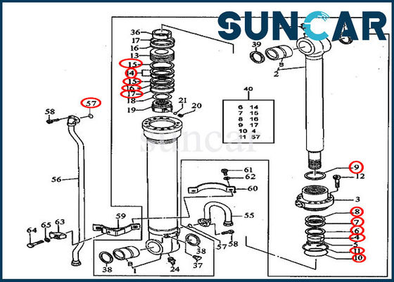 200CLC JOHN DEERE AT196469 Bagger Cylinder Repair Kits der Eimer-Dichtungs-Ausrüstungs-240DLC