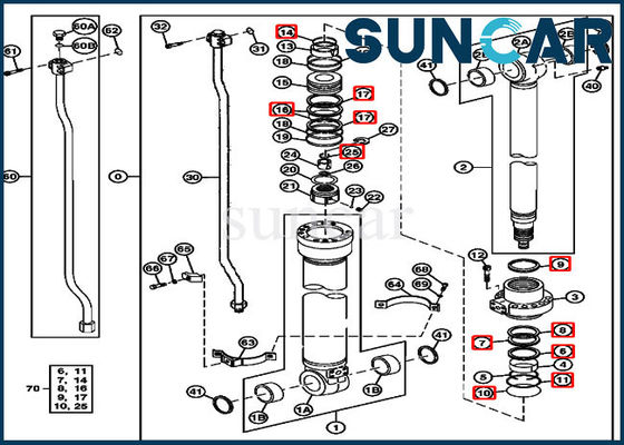 Arm Cylinder Components 4369943 Hydraulic Repair Seal Kit Fits 230CLC John Deere Equipment